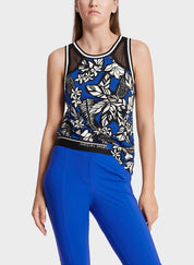 Blue Print Mesh Top