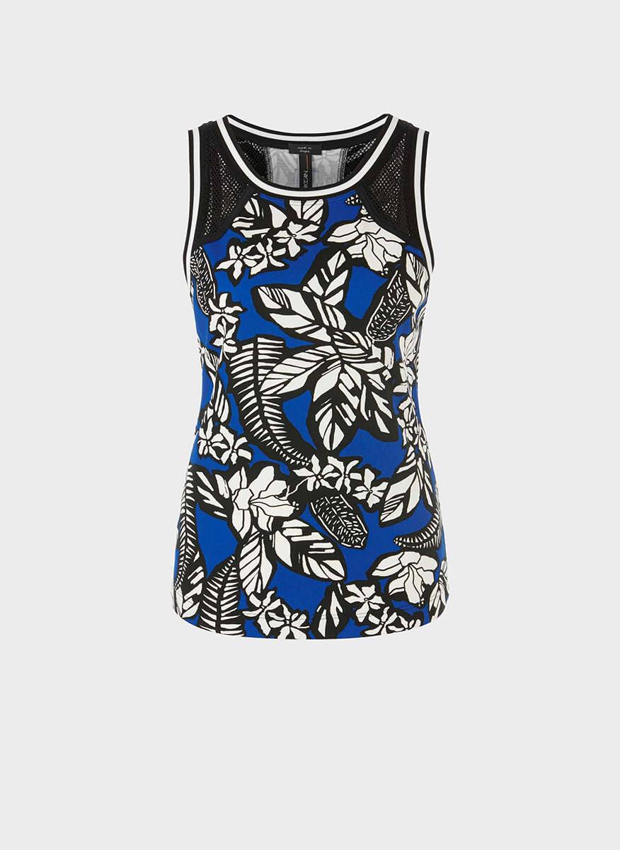 Blue Print Mesh Top