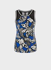 Blue Print Mesh Top