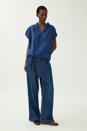 Sal Navy Drawstring Top