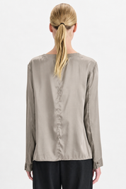 Transit Stretch Silk Long-Sleeve Blouse