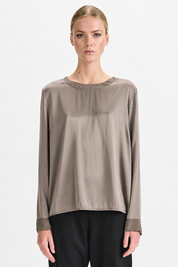 Transit Stretch Silk Long-Sleeve Blouse