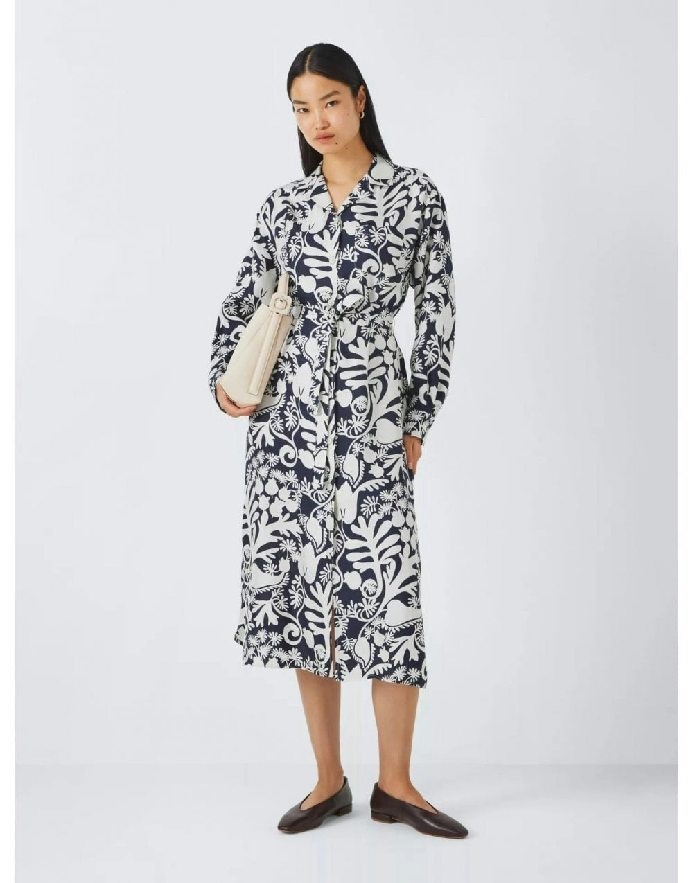 Gaia Printed Silk Dress Blue