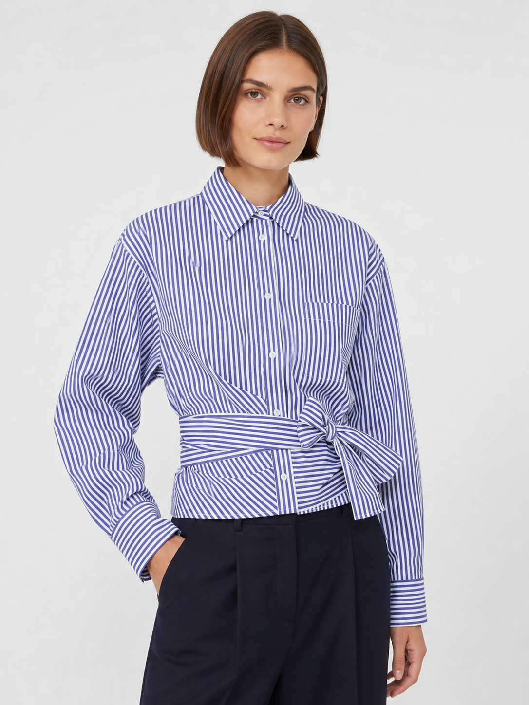 Weekend Max Mara Fresco Shirt Navy and White Stripe
