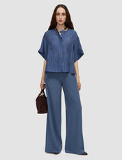 Yani Fluid Crinkle Blouse Blue