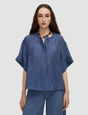 Yani Fluid Crinkle Blouse Blue