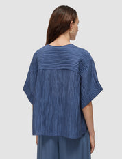 Yani Fluid Crinkle Blouse Blue