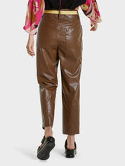 High-Waist Pants in Faux Nappa Leather