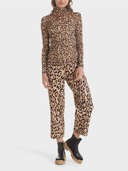 Mesh T-shirt in leopard pattern