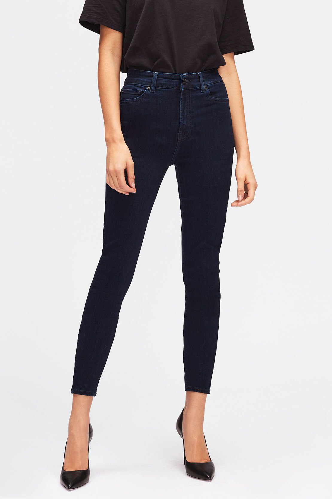 high rise skinny jeans with crop leg