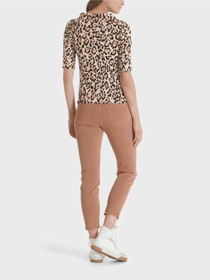 Stretch-cotton shirt in leopard print