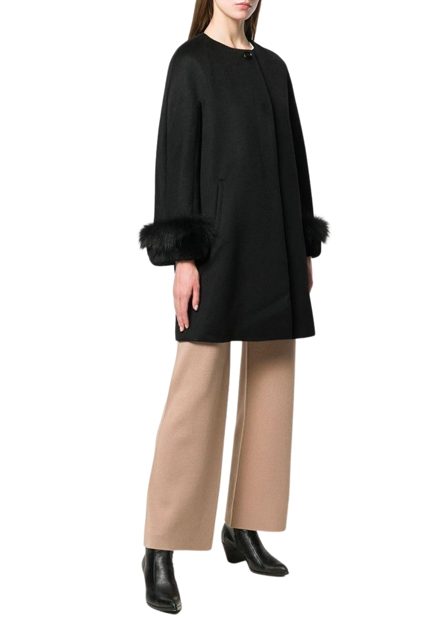 Derrick Black Wool Coat Max Mara Studio