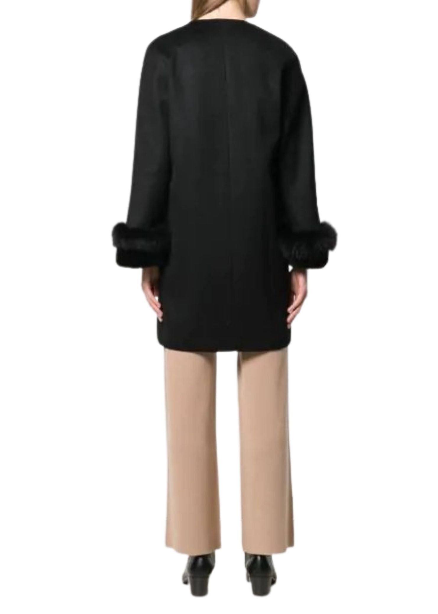 Derrick Black Wool Coat Max Mara Studio