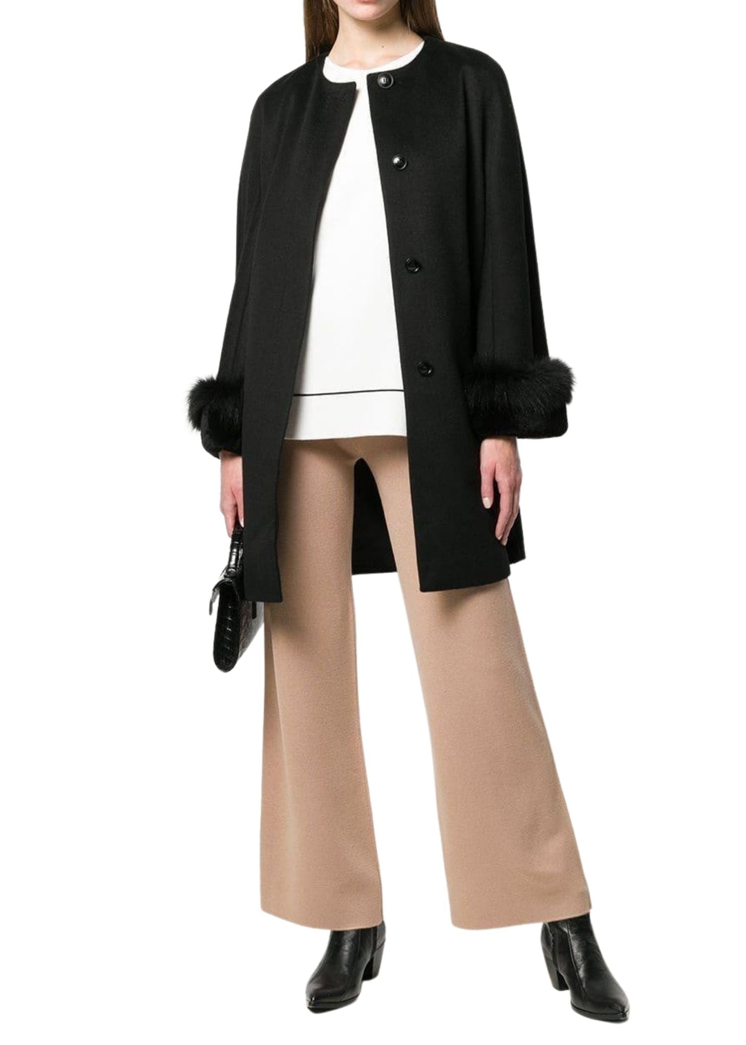 Derrick Black Wool Coat Max Mara Studio