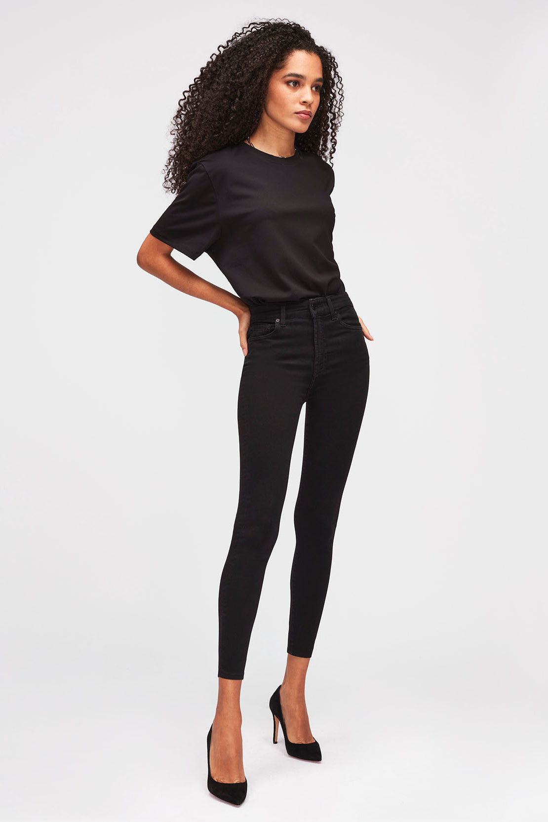 black  high rise skinny jeans by 7 for all mankind