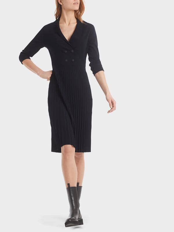 Navy Pleated Knitted Dress Marc Cain