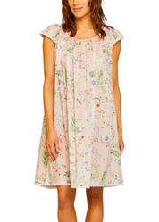 Tropical Nightie with Flower Trim in Pink