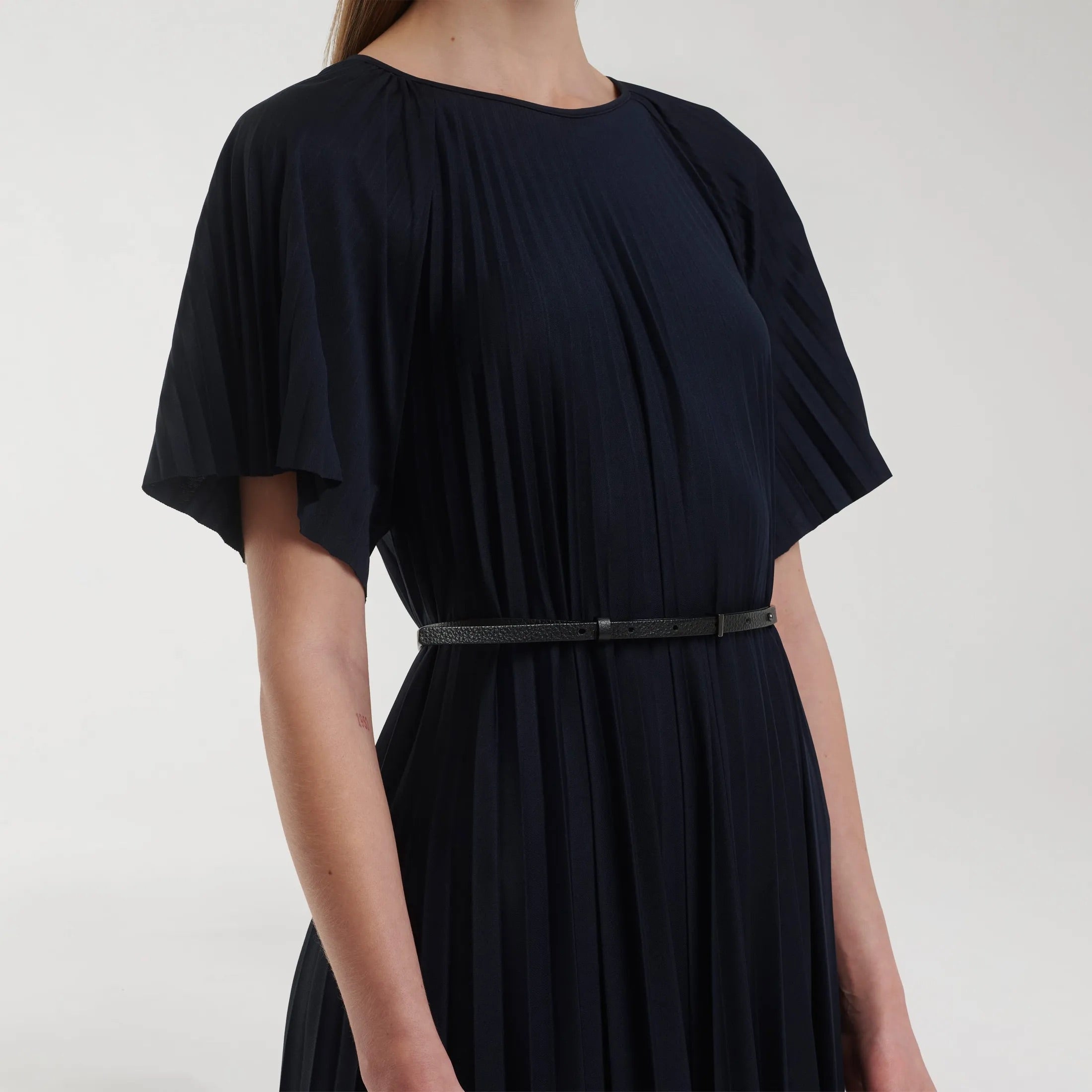 Pleated Maxi Dress Navy