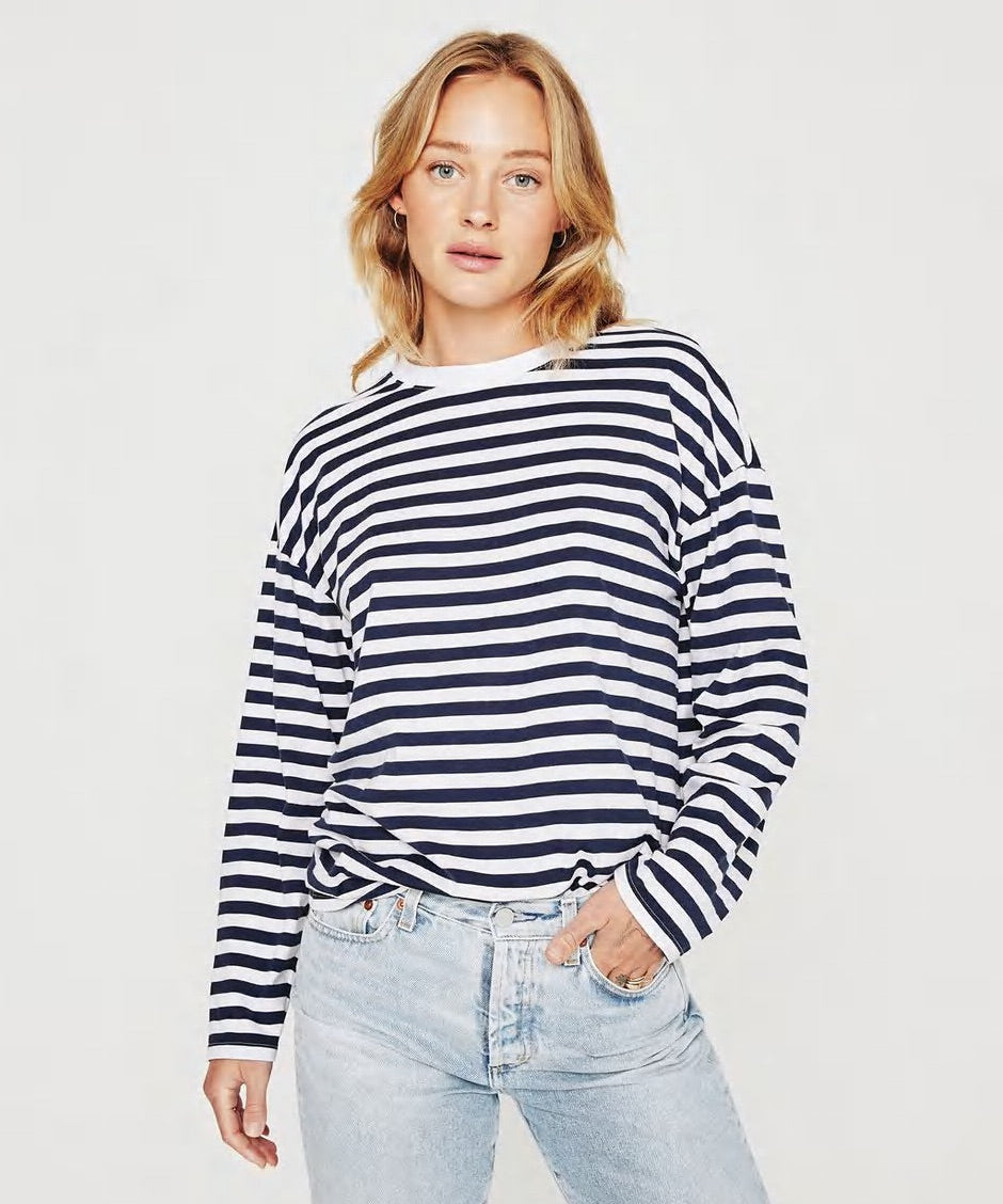 Fay Long-Sleeve Crew Neck Stripe