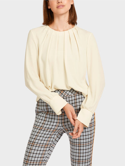 Blouse-Style Top with Cream Pleats