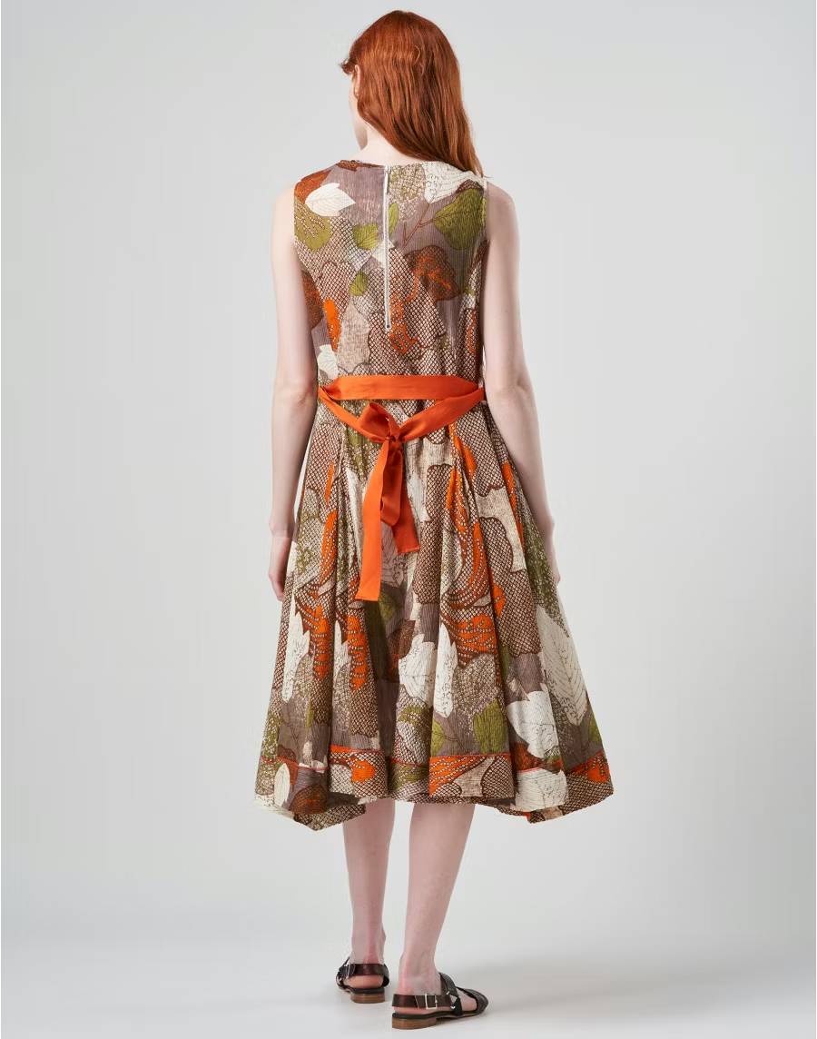 Sonata A-line Dress in Floral Printed Crepone