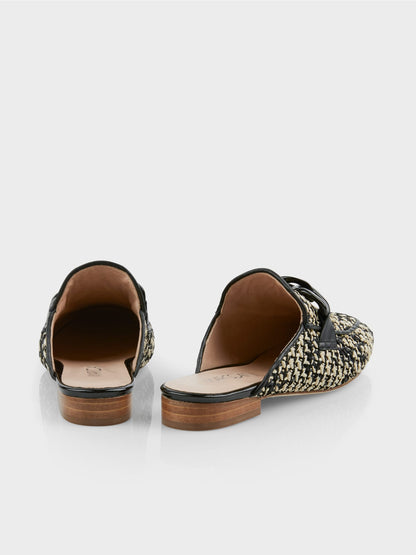 Raffia-covered slip-on shoes