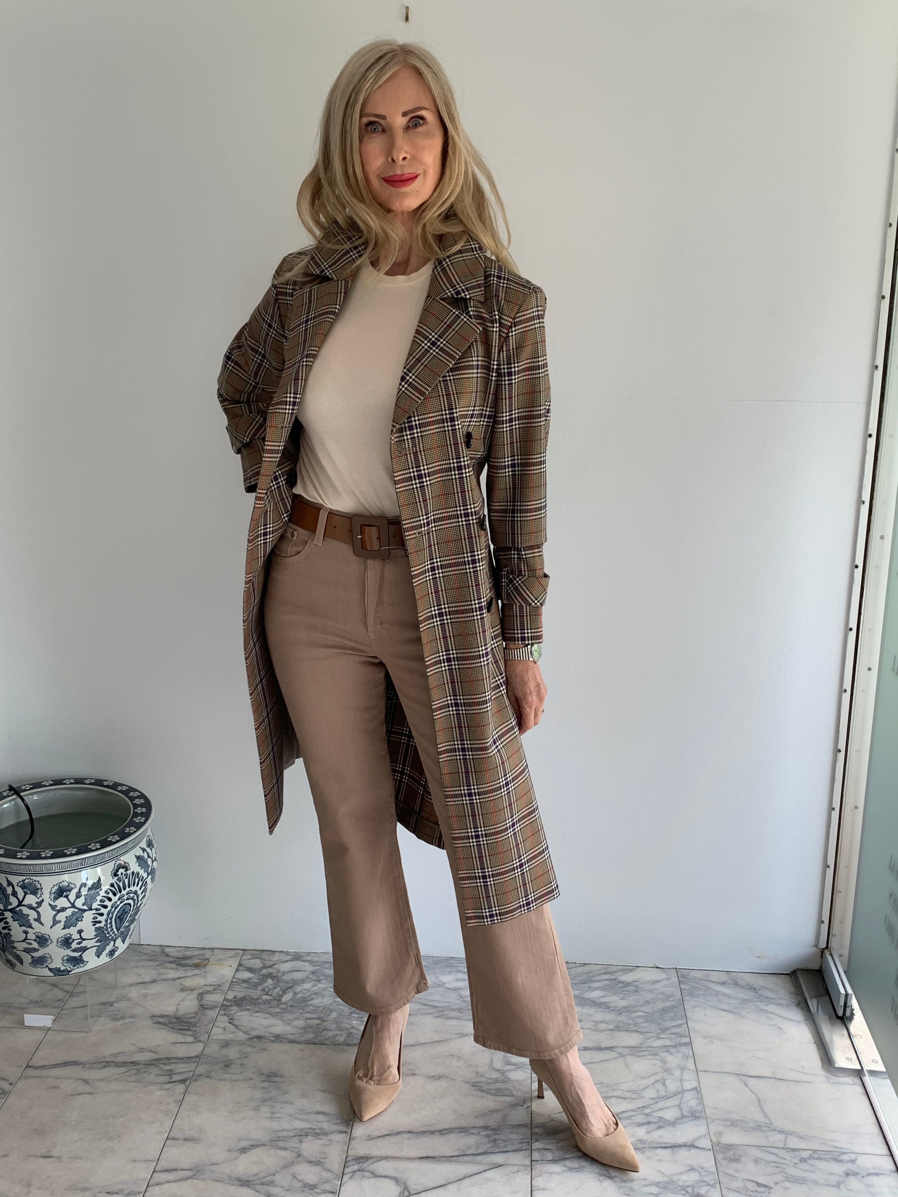 Trendy Checked Trench