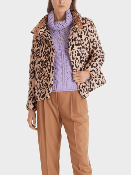 Animal print quilted down jacket