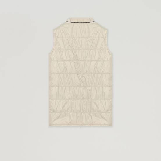 Quilted Vest in Technical Fabric Stone
