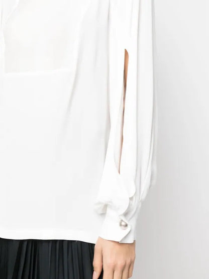 Panelled Wide Sleeved Cream Blouse